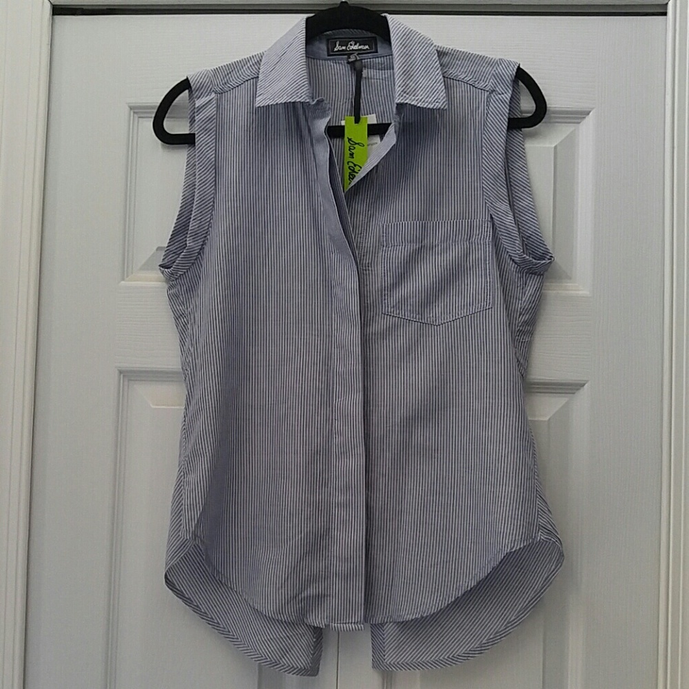 NWT Sam Edelman Button Down Sleeveless Stripe Top - Picture 3 of 8